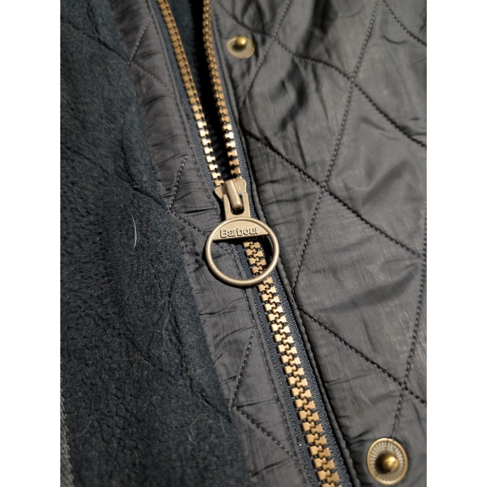 Barbour Quilted Jacket Womens US 10 Gray Fleece Lined Snap Zip Coat UK 14 - Picture 7 of 10